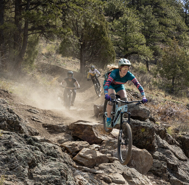 Leading the pack at the start of Drop Shaft.