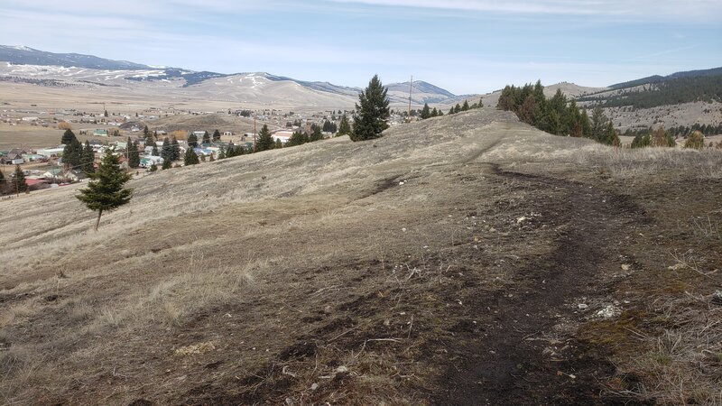 Ridgeview Scenic Trail showing the town of Philipsburg in the background.