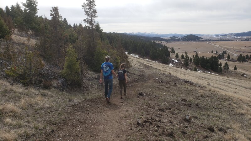 Hikers along the Ridgeview Scenic Trail, looking towards the south.