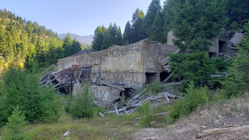 Mining ruins of a bygone era, seen from the side of the Elkhorn Road.