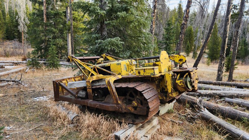 An old relic from a bygone era sits on the side of the Tizer Basin Loop Trail.