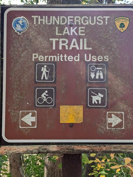 Thundergust Lake Trail sign