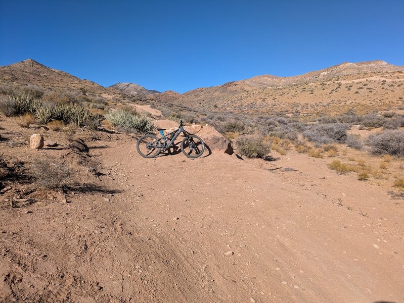 A big table top near the bottom of Rock House (bike for scale) the landing is to the right of the photo edge