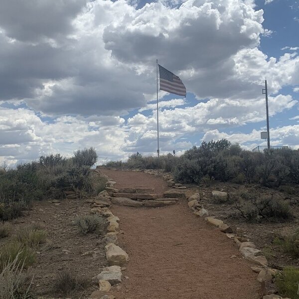 The end of the trail where the flag pole stands.