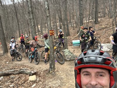 The FIRST group to climb to the top using the new Boy Scout trail at Star Hub.