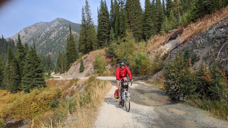 Riding up Whitefish Divide