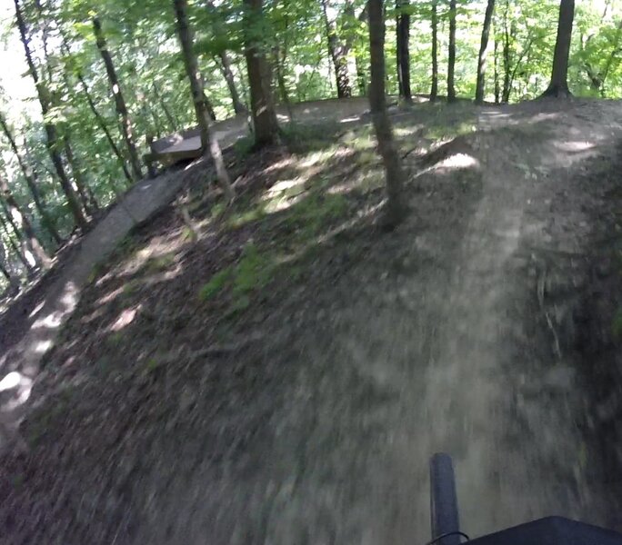 Wood berm with a drop at the end.