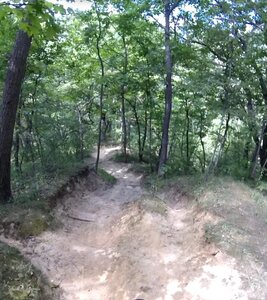 Looking down from the top of the chunky downhill section.