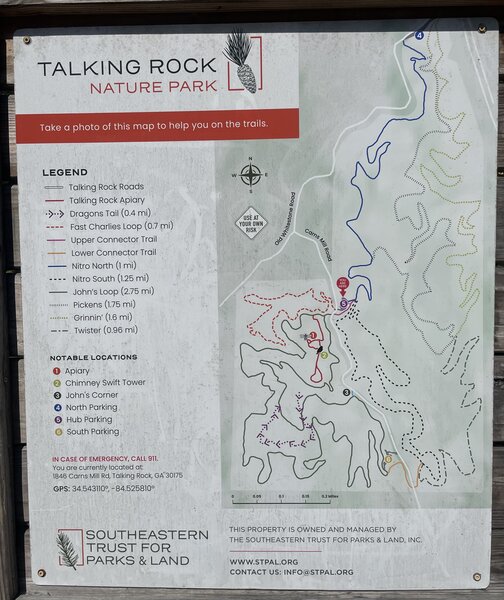 Trail Map posted at The Hub