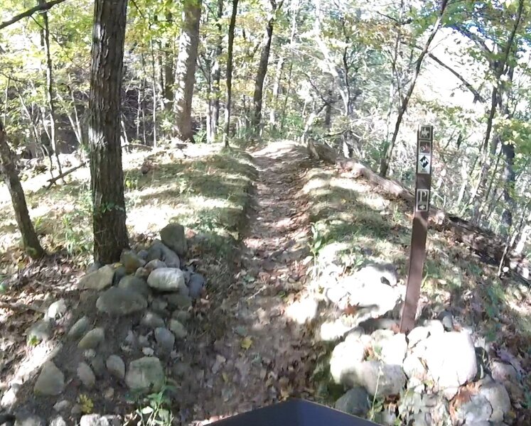 Difficult downhill spur trailhead.