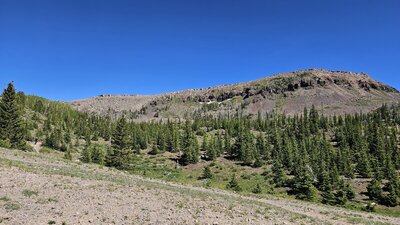 Upper Timberline just before it crosses the road toward TimberGlitter. Biker on the far left.