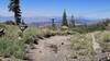 Red rock and ski lift over Timberline Trail.