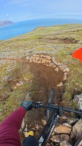 The tight left hand turn after the first doubletrack crossing requires slowing down to avoid overshooting it.