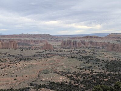Grand views of Cathedral Valley as seen from the campground.