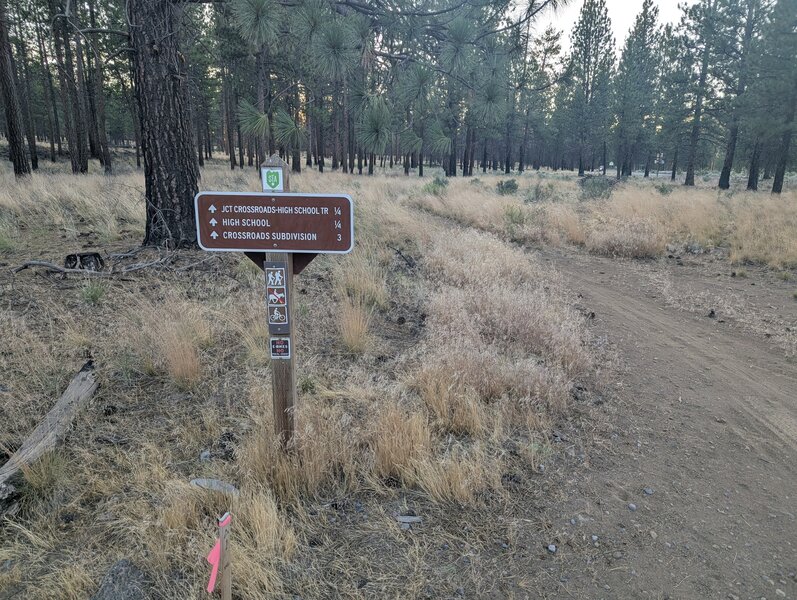 Trailhead sign on the west side of Edgington Rd across from the parking area.