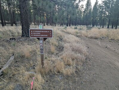 Trailhead sign on the west side of Edgington Rd across from the parking area.