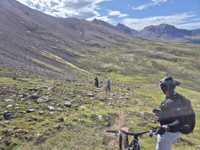 Looking back at the start of the Hike-A-Bike up Old Crone.