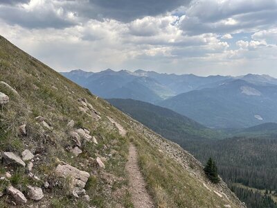 Traversing around Alberta Peak.