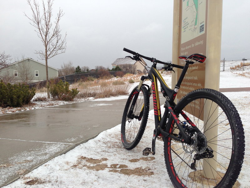 High Chaparral Open Space Main Trailhead in Winter.