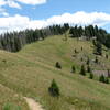 Can you see the rider on the trail?
<br>
View from the junction of Porcupine Creek Trail and Warm Springs Ridge.