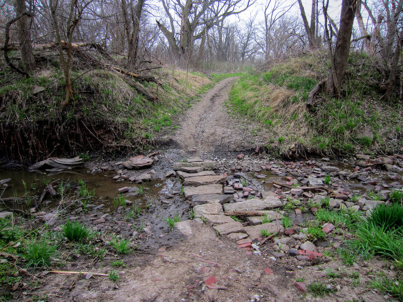 One of two water crossings, at times it can be un-rideable due to mud and water.