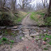 One of two water crossings, at times it can be un-rideable due to mud and water.