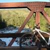 Lumsden Bridge with bike.  Amazing rapids.