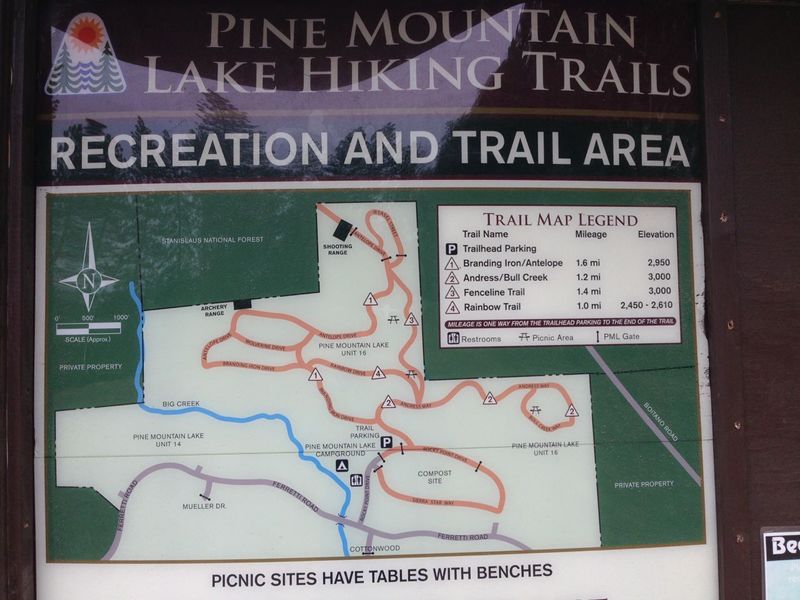 Pine Mountain Lake Campground Hiking Trails Close Up of Map