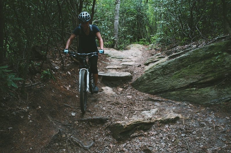 Starting the technical descent on Burnt Mtn.