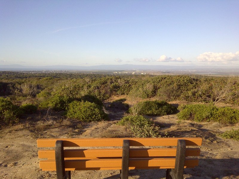 A view from the top of trail 68 toward Moss Landing and Monterey Bay.