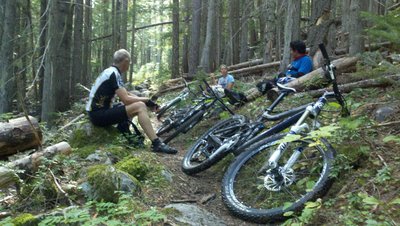 Taking a break to enjoy the forest