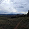 View looking back at the trail approaching the right turn