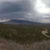 View of the Sandias and Cedro peak as you leave the burn scar on top.