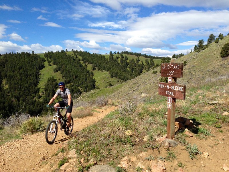 The junction of Pick-n-Sledge and Grubstake loop on a sunny spring day