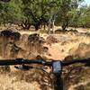 Weaving through a field of boulders.