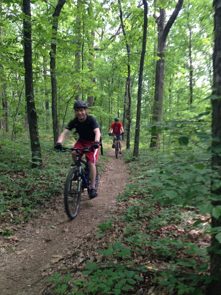 Family bike ride on the Family Bike Trail at Monte Sano State Park.