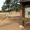 "California hospitality"... a floor pump and basic tools provided at a trail intersection