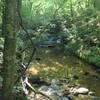 View of the waterfall from the bi-directional bridge.