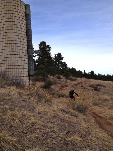 You can't miss this old grain silo that marks the halfway point along the Picture Rock trail.  From here down to Lyons is smooth and flowy singletrack.