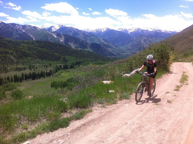 Climbing up Red Mountain Rd., above Hunter Creek valley.